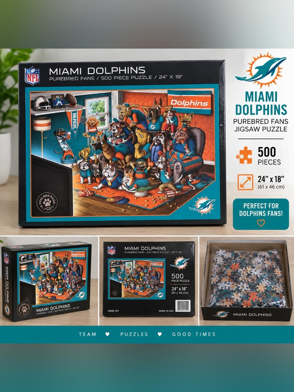 Miami Dolphins Purebred Fans 500 Piece Jigsaw Puzzle #27